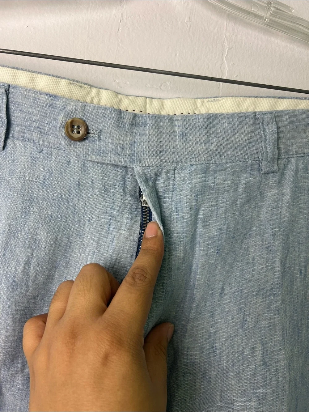 Hiltl Mens Size 40X30 100% Linen Classic Fit Trousers Pants Made in Romania